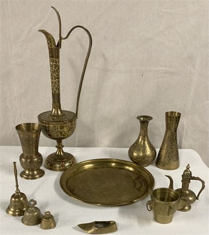 Antique Brass India Ceremony/Ritual Set.