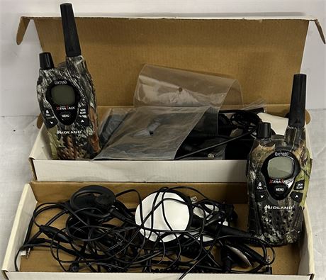 Two walkie-talkies and some accessories