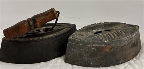 Two Antique cast iron Irons