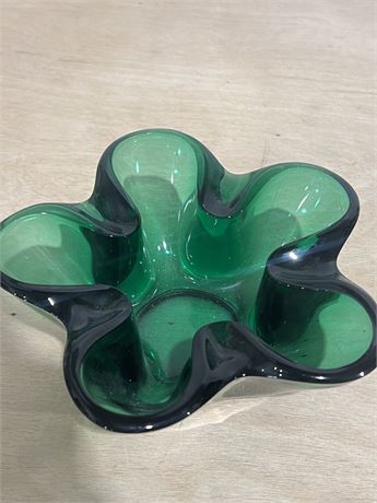 Vintage Green Glass Candy Dish