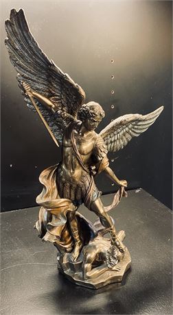 Archangel Michael Defeating Lucifer Resin Statue w/Bronze Finish