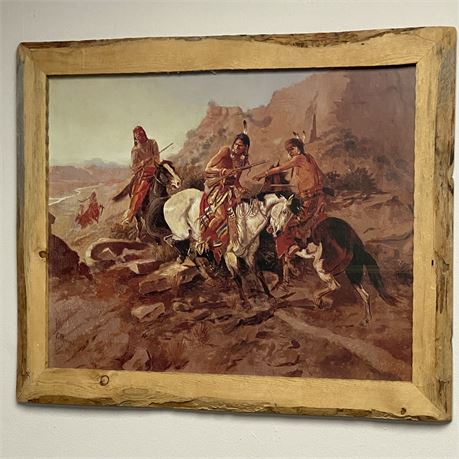 Charles M Russell Print "The Scout" in Rustic Frame