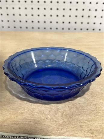 Hazel Atlas Shirley Temple Ritz Cobalt Blue Glass Cereal Bowl