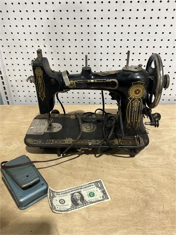 Old 1917 Western Electric Sewing Machine & Attachments