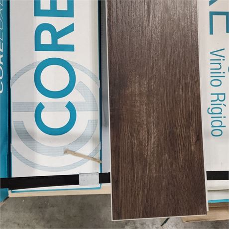 11 Boxes - Coreluxe Rigid Vinyl Plank Flooring - Brookwood Oak 4mm+Pad