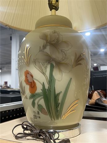 Vintage MCM Ginger Jar Floral Lamp