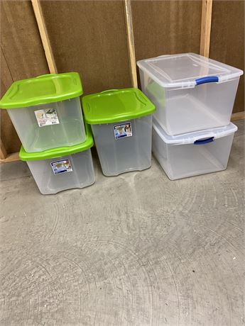 Lot of 5 Sterilite Storage Totes w/Lids