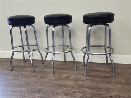 3 - Chrome Leg Stools - 15" Seat Diameter/29"⬆️