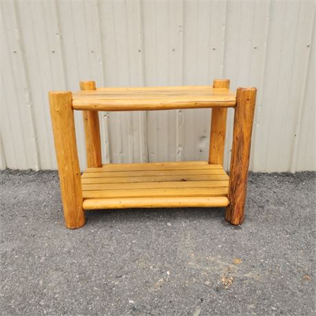 Calf Creek Carvers Log Style Accent Table - 30x20x22