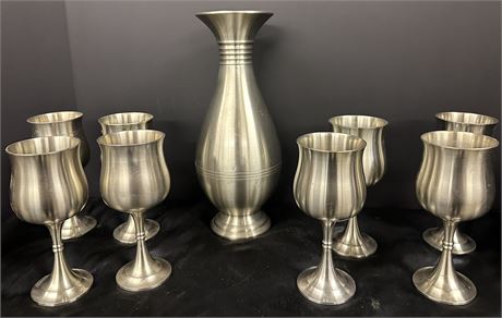 Pewter glasses with decanter