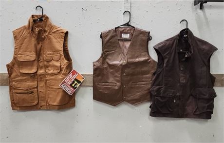 Canvas-Leather-Waterproof Vest Trio - Sz Med