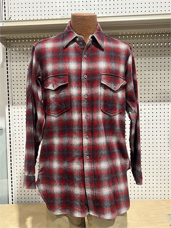 Pendleton Plaid Wool Long Sleeve Shirt Men’s Size Large Long