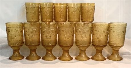 Set of 12 Indiana Glass Sandwich Footed Goblets