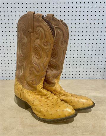 Tony Lama’s Full Quill Ostrich Cowboy Boots Men’s size 9EE