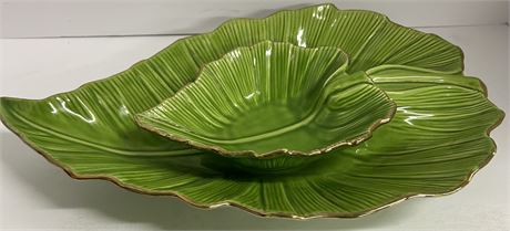 Two beautiful leaf dishes