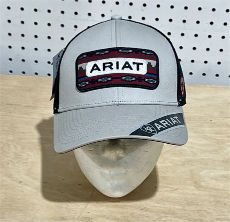 ARIAT Hat Gray/Black with Maroon Southwestern Print Logo SnapBack Men’s