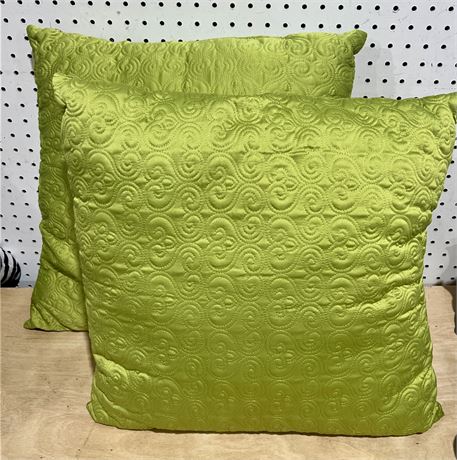 Green Satin Throw Pillows Swirl Design (2)