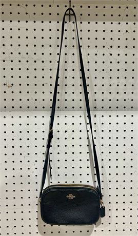 Coach “Isla” Black Leather Double Zip Crossbody Camera Bag