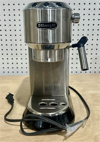 DeLonghi “Dedica” Espresso Machine Silver Stainless Steel with Tamper Accessory