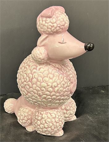 Pink porcelain poodle statue