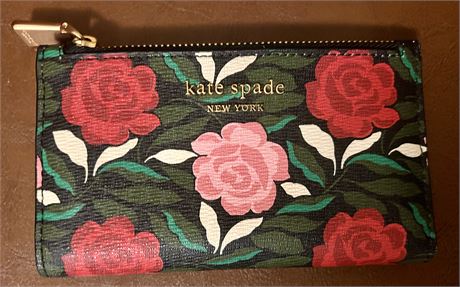 Kate Spade Roses Bifold Wallet with Zippered Coin Pouch