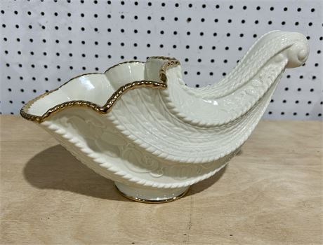 Lenox Fine China Cornucopia Centerpiece Ivory with Gold Trim Harvest Theme