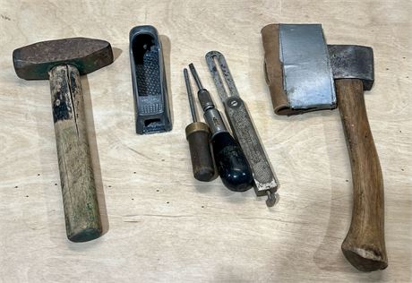 Antique Tools Lot: Hatchet, Surform, etc