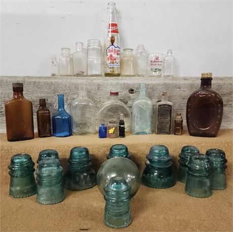 Antique Bottles & Insulators - A Nice Assortment!