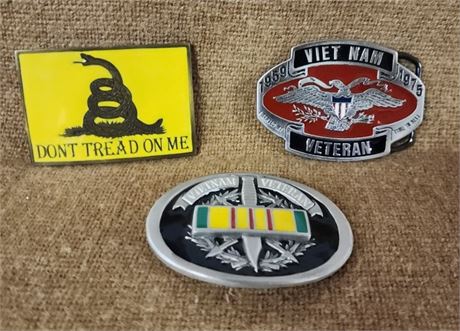 Vietnam Veteran Belt Buckle Trio