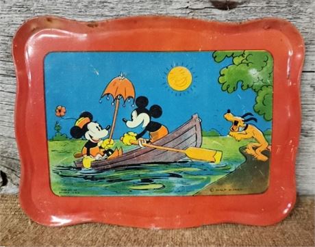 Small Antique Metal Mickey Mouse Tray