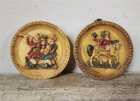 Vintage Wax Wall Decor Pair