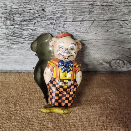 1930's J. Chein & Co. Tin Toy Wind-up Walking Pig