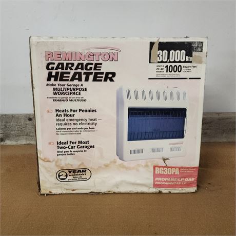 NEW Remington Garage Heater 30,000 BTU Propane/LP Gas