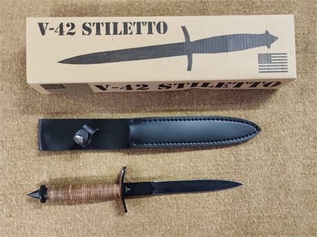 New V-42 Stiletto Knife with Sheath