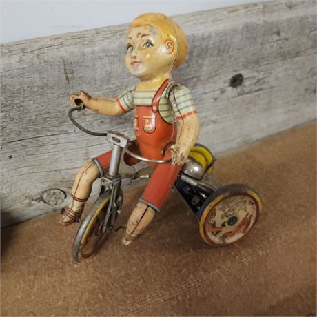 Antique Art Kiddy Cyclist Tin Litho Windup Toy First Image Unique Art Kiddy Toy