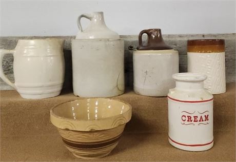 Vintage Crocks/Jugs/Bowl