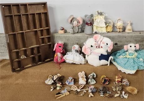 Vintage Mouse Collectibles & Shadow Box Display