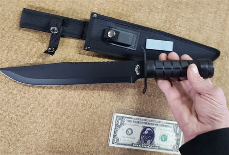 NEW Survival Knife w/ Sheath & Stone