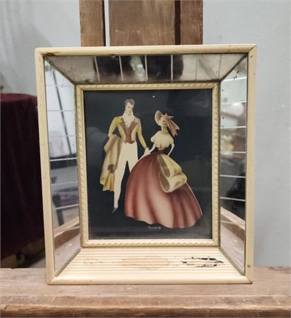 Vintage Art Deco Turner Framed Print Victorian Lady & Man - 9x10