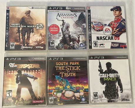 PlayStation 3 Controller and Games: NASCAR, Call of Duty, Assassin’s Creed, etc.