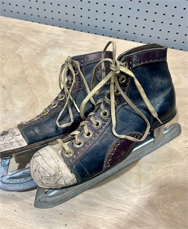 Antique Ice Hockey Brown Leather Men’s Ice Skates