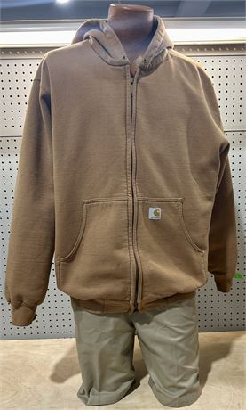 Carhartt Full Zip Thermal Lined Hoodie Tan Men’s size Large