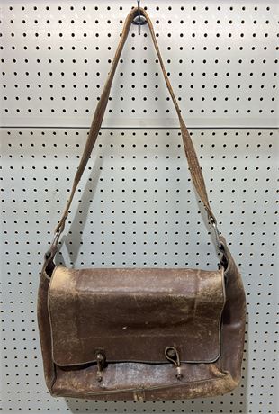 Vintage Distressed Leather Messenger Bag