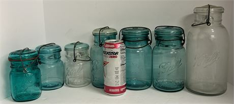 7 canning jars of different sizes