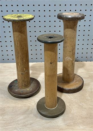 Antique Wooden Spool Bobbins (4)