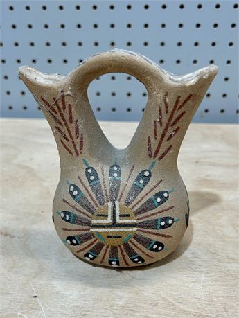 Vintage Native American Handmade Painted Wedding Vase Pottery