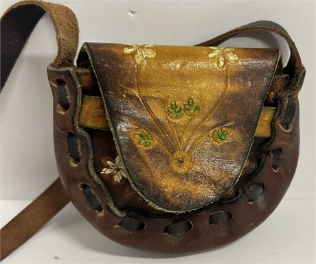 Small, handmade leather coin purse