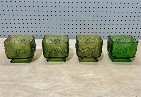 Antique Anchor Hocking Indiana Glass Square Pedestal Candy/Trinket Dishes (4)