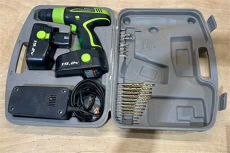 Kawasaki Cordless Drill Kit 19.2V with Battery, Charger, and Case