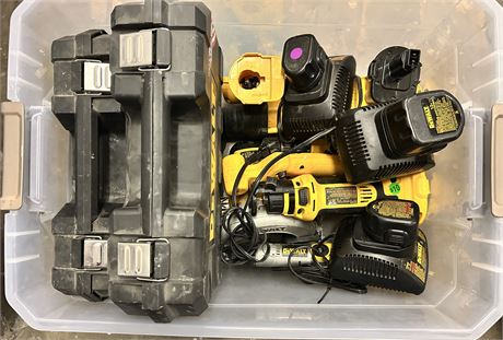 Tote full of dewalt tools and cases